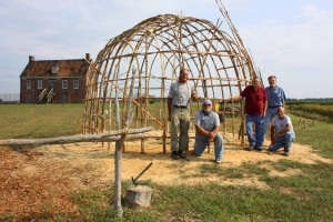 The lodge framing was nearly complete on September 30. Additional lashing will strengthen the structure before covering with bark and matting. Thanks to the dedicated team!